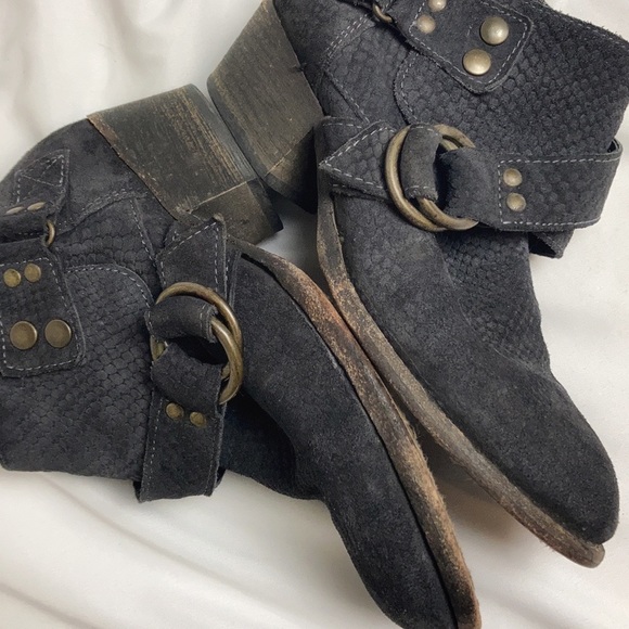 Free People Tortuga black boho snakeskin ankle booties size EU37 - Picture 13 of 14